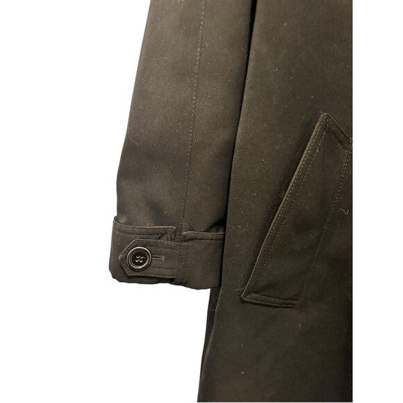 Gallery Womens Petite Hooded Black Trench Coat With Button Details & Pockets - Picture 3 of 6